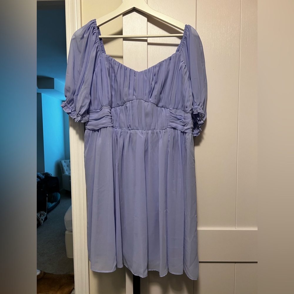 Ruched Ruffle Puff Sleeve Mini Dress